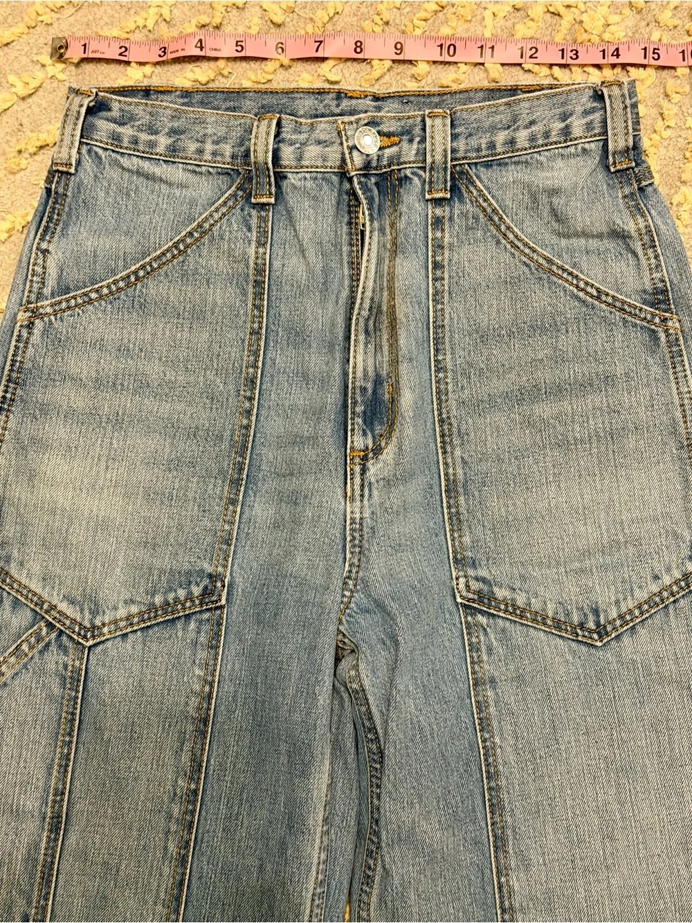 Re/Done Superhigh Workwear Carpenter Jean in Indigo Blue  - Size 27